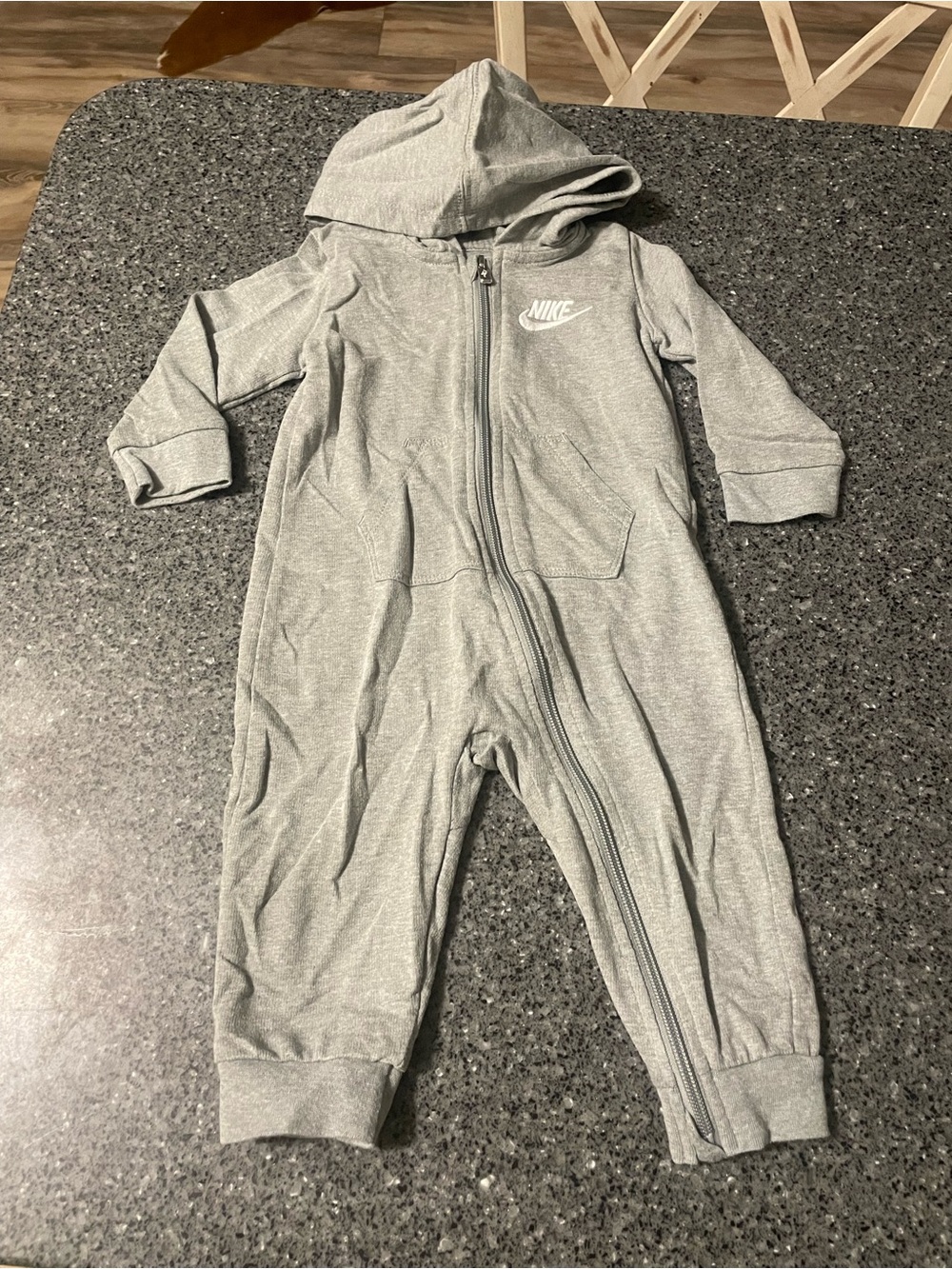 Nike Baby Grey Hooded One-Piece
